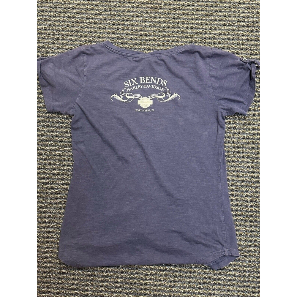 Women’s Harley Davidson Motorcycle T Shirt Size Medium Bedazzle Blink Y2K Style - Picture 2 of 8